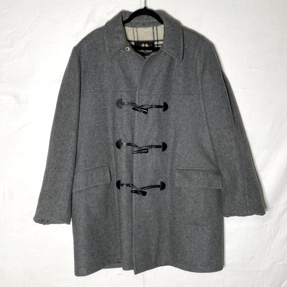 Vintage Mac Mor Grey Wool Coat With Zip And Toggle Closures L - Picture 14 of 14